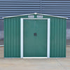 10x8 ft Large Galvanized Steel Shed Garden Tool Shed Outdoor Storage Shed w/Base