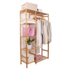 Bamboo Wooden Clothes Rail Hanging Rack Garment Display Stand w/ Dustproof Cover