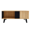 Modern 3-Piece Living Room Set Coffee Table, TV Cabinet & Sideboard, Black/Wood