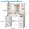 Large Dressing Table With Smart LED Mirror 7 Drawers Makeup Vanity Desk White UK