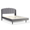 Upholstered Bed Frame Velvet 5ft King Size Bed with Bedside LED Light, Grey