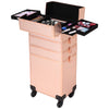 Makeup Trolley Case 4 in 1 Vanity Cosmetology Case Cosmetic Train Case on Wheels