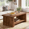120cm Solid Wood Coffee Table, Rustic Rectangular Center Table for Living Room