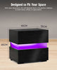 LED Bedside Table Cabinet 2 Drawers High Gloss Front Nightstand Storage Unit UK