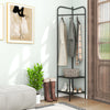 Freestanding Hall Tree Corner Coat Rack with Top Hanger & 2 Mesh Shelves
