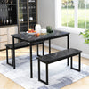 Dining Table and Chairs Set Wood Marble Effects Table Dining Set 2 Bench Seats