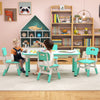 Height Adjustable Toddler Desk and Chairs Set with Graffiti Desktop (Green)