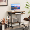 Rolling Computer Desk Home Office PC Workstation Laptop Table w/ Keyboard Tray