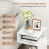 S-Shaped Side Table Modern Sofa End Table Nightstand with 2 Open Compartments