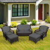 5 PCS Patio Furniture Set Outdoor Rattan Conversation Sofa Set Removable Cushion