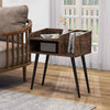 Bedroom End Table (Set of 2) Modern Nightstand with Open Shelves-Coffee