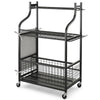 Garden Yard Tool Organizer Rolling Tool Garage Storage Rack w/ Universal Wheels