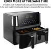 10L Air Fryer 12-in-1 Dual Airfryer Digital Healthy Cooker with Nonstick Basket