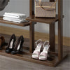 Solid Wood Bamboo Clothes Garment Rack Coat Shoes Storage Shelves w/ Hanging Rod