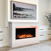 Freestanding LED Log Fireplace with Mantel Electric Fire in White Surround Suite