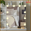 Dressing Table with 10 LED Lights Mirror Stool 6 Drawers Vanity Set Makeup Desk