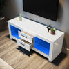 High Gloss TV Stand White Unit Cabinet 130cm Cupboard With LED Light & Drawers