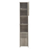 Grey Wooden Tall 2 Door 2 Shelves Bathroom Cabinet Storage Unit Floor Standing