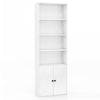 6-Tier Tall Bookshelf Wood Bookcase Organizer Display Storage Shelf W/ 2 Doors