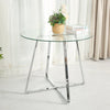 Clear Glass Top Dining Table with Silver Chrome Legs Dinner Breakfast Office
