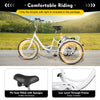 24" Adult Tricycle 6-Speed White 3 Wheel Bicycle Cruise Trike with Basket + Lamp