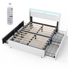 NEW STORAGE UPHOLSTERED BED FRAME 4FT6 DOUBLE WITH USB PORT & LIGHT,4 DRAWER
