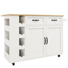 Rolling Kitchen Island with Drop Leaf, 2 Drawers, Spice Rack & Wine Rack, White