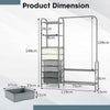 Heavy Duty Clothes Rack 3-Tier Open Shelves & 2-Tier Metal Shoe Rack w/ Drawers
