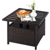 Rattan Wicker Umbrella Square Side Table Garden Coffee Table w/Umbrella Hole