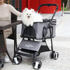 Luxury Folding 4 Wheel Pet Stroller Removable Carrier w/ Brake Adjustable Canopy