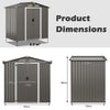 6x4FT Outdoor Storage Shed Galvanized Steel Shed w/Lockable Sliding Door
