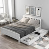 4ft6 Wooden Double Bed Frame Pine Wood W/ Storage Drawers Bed Furniture White