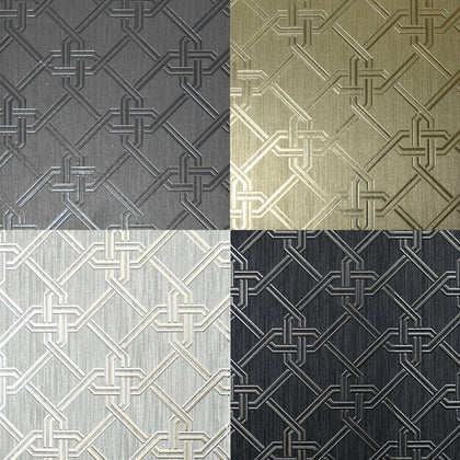 Arthouse Gianni Metallic Foil Geo Twist Knot Pattern Textured Lined Wallpaper
