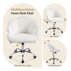 White Boucle Office Chair with Wheels Swivel Teddy Desk Chair for Home Office