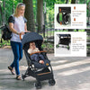 Portable Baby Stroller One-Hand Folding Pushchair W/Adjustable Backrest-Navy