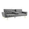 Lora Sofa Bed 3 Seater Faux Leather Click Clack with 2 Cup Holders - Grey