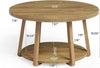 Round Coffee Table, 2-Tier Wooden Center Table with Storage for Living Room 31.5