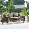 Rattan Garden Furniture Set 4 Piece Outdoor Sofa Table Chairs Patio Yellow Brown