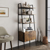 2 Door 4 Tier Shelves Tall Bookcase Ladder Shelf Bookshelf Storage Display Unit