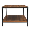 Large Rectangular Coffee Table 2 Tier Rustic Walnut Living Room w/ Storage Shelf