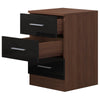 3 Drawer Bedside - Black Gloss Fronts & Matt Walnut Carcass REFLECT
