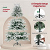 COSTWAY 6 FT Pre-lit Artificial Christmas Tree Snow-flocked Xmas Tree
