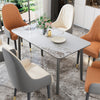 XL Rectangle Kitchen Dining Table Marble Top Heavy Aluminum Frame for 4-6 People