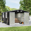 16x10ft ExtraLarge Metal Garden Shed Outdoor Bike Tool Storage House Window Lock