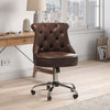 Accent Brown Swivel Office Chair PU Leather Computer Desk Task Chair for Home