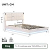 Ottoman Storage Bed 5ft King Size Upholstered Bed Frame Headboard, LED & USB