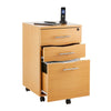 Office Filing Cabinet Pedestal Under Desk Storage Unit 3 Drawers Castors Beech