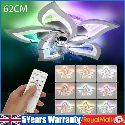 62CM LED Ceiling Fan Light 72W Dimmable Chandelier 6 Speed With Remote Rggbhadrr