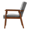 Grey Fabric Accent Chair Scandi Armchair Rubber Wood Frame Single Fireside Sofa