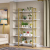 5-Tier Gold Bookshelf, Modern Freestanding Shelves for Living Room